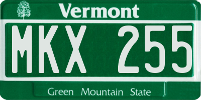 VT license plate MKX255