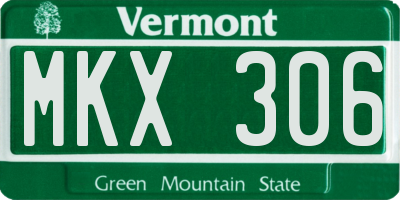 VT license plate MKX306