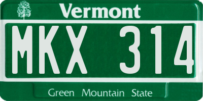 VT license plate MKX314