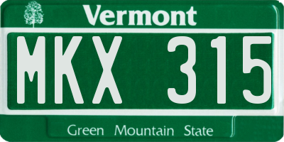 VT license plate MKX315