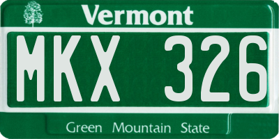VT license plate MKX326