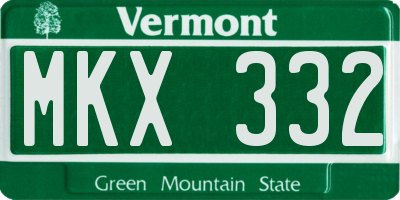 VT license plate MKX332