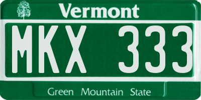 VT license plate MKX333