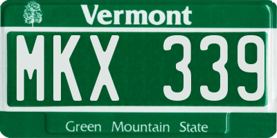 VT license plate MKX339
