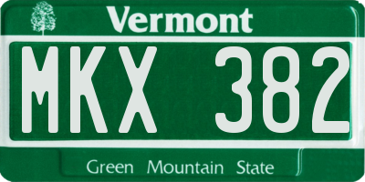 VT license plate MKX382