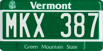 VT license plate MKX387