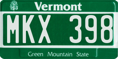 VT license plate MKX398
