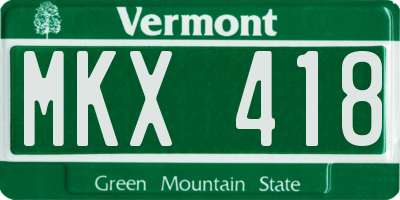 VT license plate MKX418