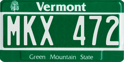 VT license plate MKX472