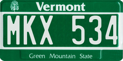 VT license plate MKX534
