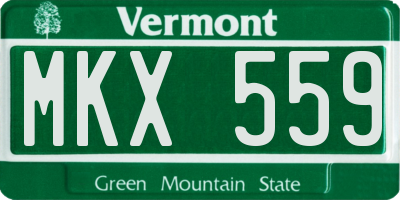 VT license plate MKX559