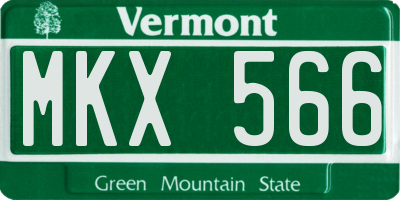 VT license plate MKX566