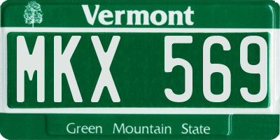 VT license plate MKX569