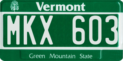 VT license plate MKX603
