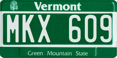 VT license plate MKX609