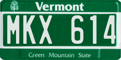 VT license plate MKX614