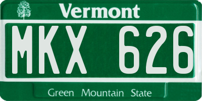 VT license plate MKX626