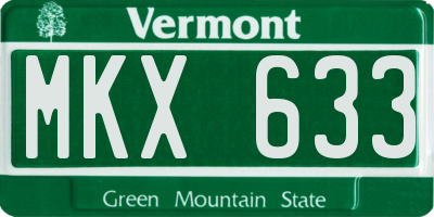 VT license plate MKX633