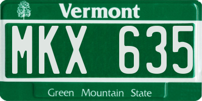 VT license plate MKX635