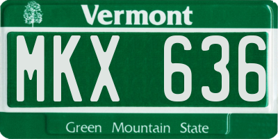 VT license plate MKX636