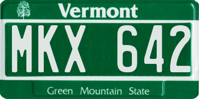 VT license plate MKX642