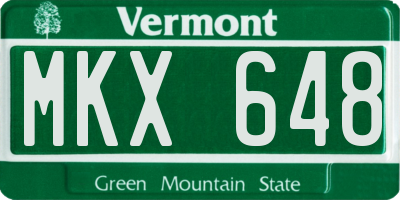 VT license plate MKX648
