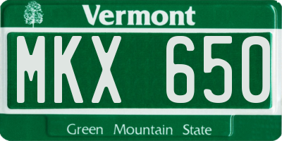 VT license plate MKX650