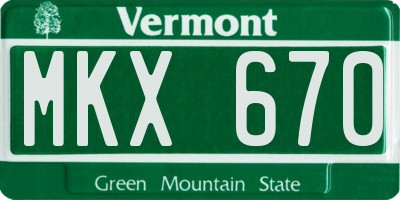 VT license plate MKX670