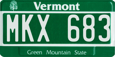 VT license plate MKX683