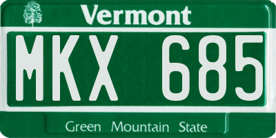 VT license plate MKX685