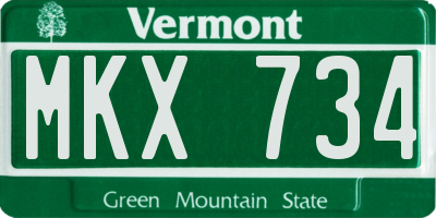VT license plate MKX734