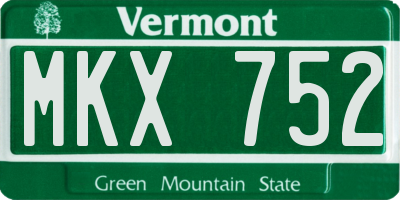 VT license plate MKX752