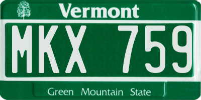VT license plate MKX759
