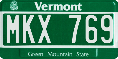 VT license plate MKX769