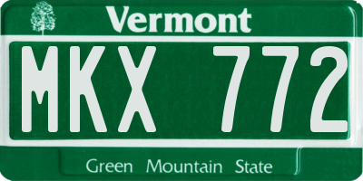 VT license plate MKX772