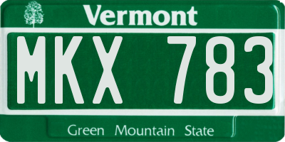 VT license plate MKX783