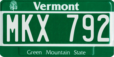 VT license plate MKX792