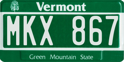 VT license plate MKX867