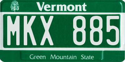 VT license plate MKX885