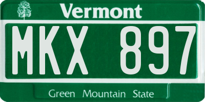 VT license plate MKX897