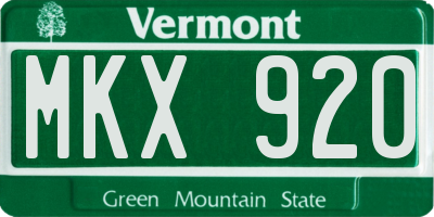 VT license plate MKX920