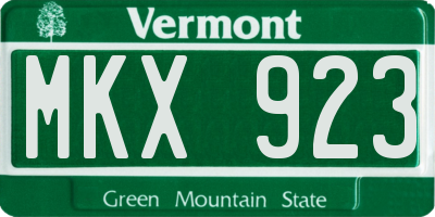 VT license plate MKX923