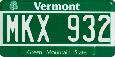 VT license plate MKX932