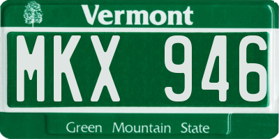 VT license plate MKX946