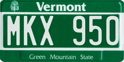 VT license plate MKX950