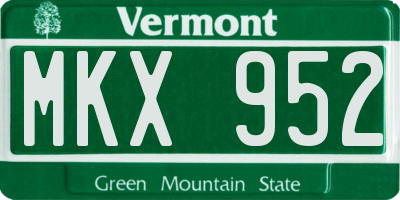 VT license plate MKX952