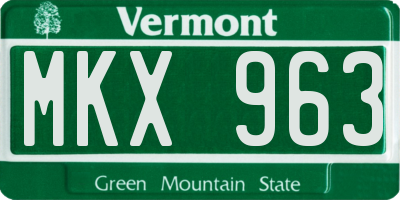 VT license plate MKX963