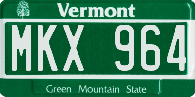VT license plate MKX964