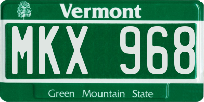 VT license plate MKX968