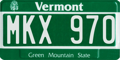 VT license plate MKX970